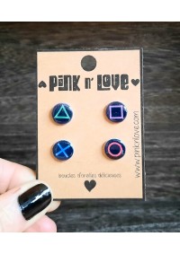 Boucles d'Oreilles Pink n' Love - Icones Playstation Pack de 2